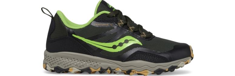 Saucony Kids Peregrine 12 Shield Sneaker Black/Slime 0066X898