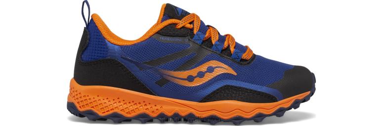 Saucony Kids Peregrine 12 Shield Sneaker Navy/Orange 0066X900