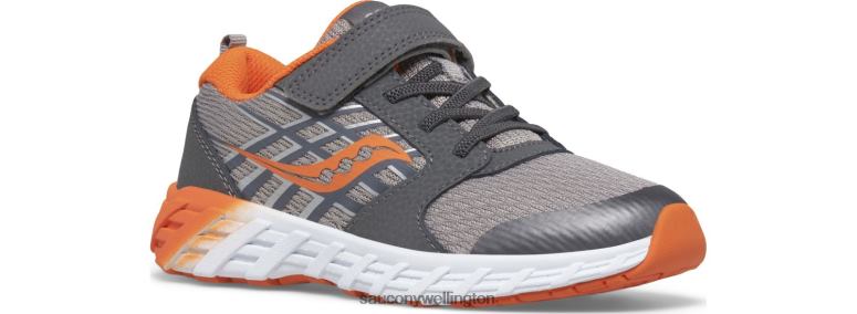 Saucony Kids Wind 2.0 A/C Sneaker Grey/Orange 0066X872