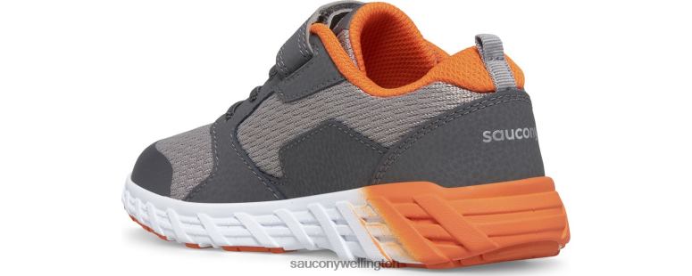 Saucony Kids Wind 2.0 A/C Sneaker Grey/Orange 0066X872