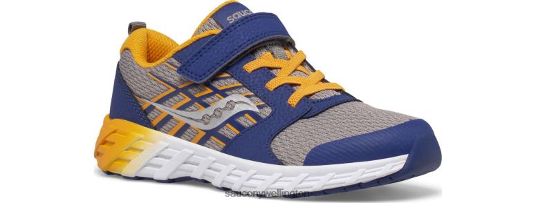 Saucony Kids Wind 2.0 A/C Sneaker Navy/Gold 0066X874