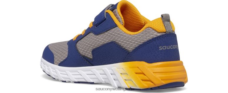 Saucony Kids Wind 2.0 A/C Sneaker Navy/Gold 0066X874