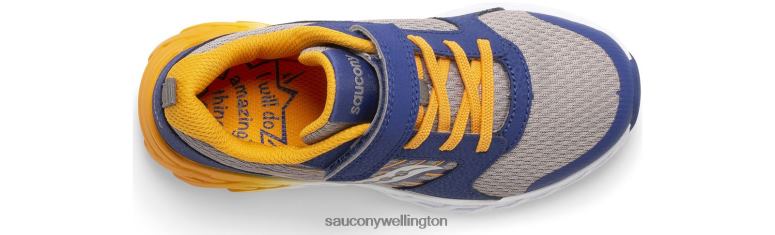 Saucony Kids Wind 2.0 A/C Sneaker Navy/Gold 0066X874