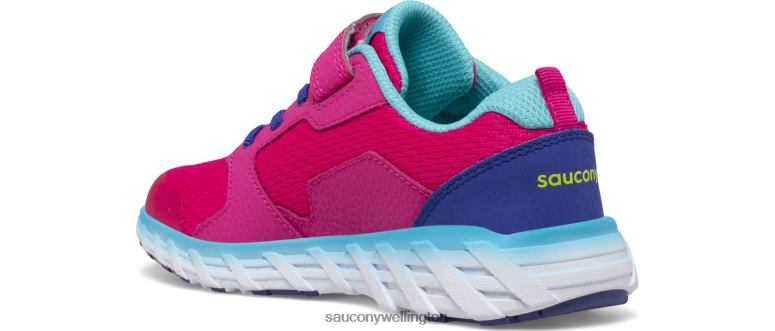 Saucony Kids Wind 2.0 A/C Sneaker Pink/Blue/Green 0066X876