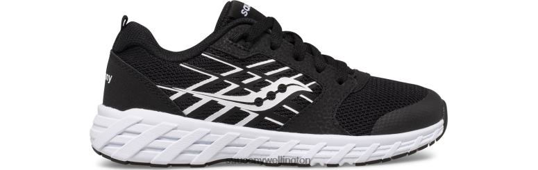 Saucony Kids Wind 2.0 Lace Sneaker Black/White 0066X936