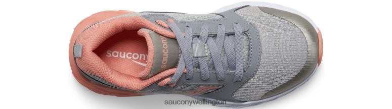 Saucony Kids Wind 2.0 Lace Sneaker Grey/Coral 0066X939