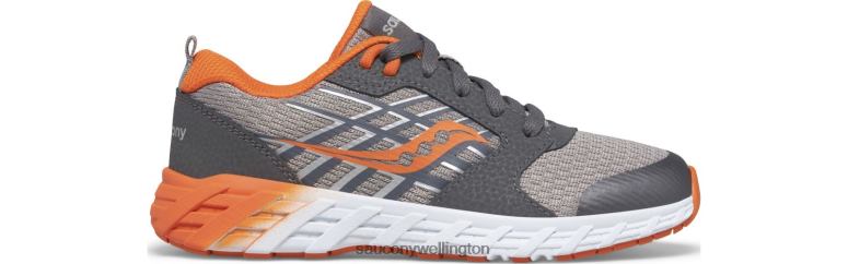 Saucony Kids Wind 2.0 Lace Sneaker Grey/Orange 0066X940