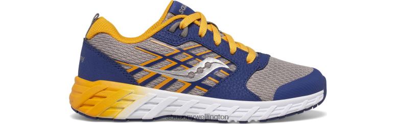 Saucony Kids Wind 2.0 Lace Sneaker Navy/Gold 0066X941