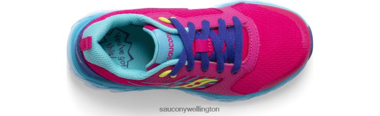 Saucony Kids Wind 2.0 Lace Sneaker Pink/Blue/Green 0066X943