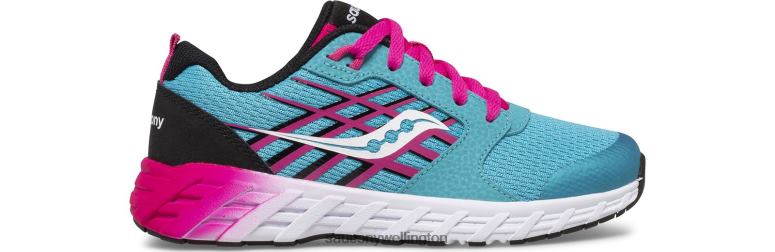 Saucony Kids Wind 2.0 Lace Sneaker Turq/Pink/Black 0066X945