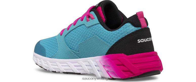Saucony Kids Wind 2.0 Lace Sneaker Turq/Pink/Black 0066X945