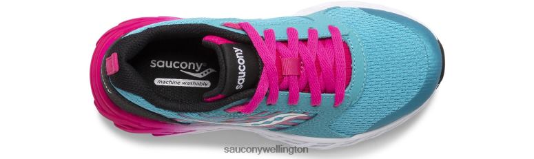 Saucony Kids Wind 2.0 Lace Sneaker Turq/Pink/Black 0066X945