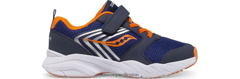 Saucony Kids Wind FST A/C Sneaker Navy/Orange 0066X868