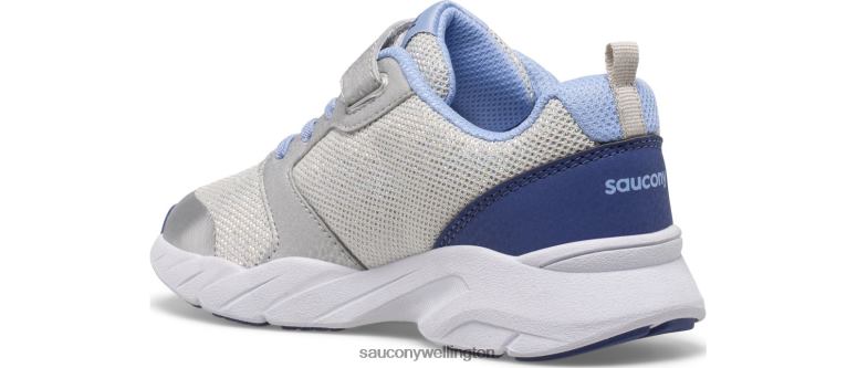 Saucony Kids Wind FST A/C Sneaker Silver/Blue/Pink 0066X869