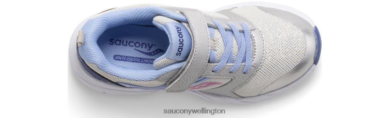 Saucony Kids Wind FST A/C Sneaker Silver/Blue/Pink 0066X869