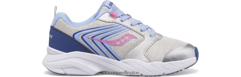 Saucony Kids Wind FST Lace Sneaker Silver/Blue/Pink 0066X867