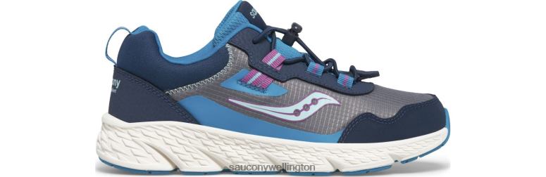Saucony Kids Wind Shield 3.0 Sneaker Navy/Grey/Turq 0066X1009