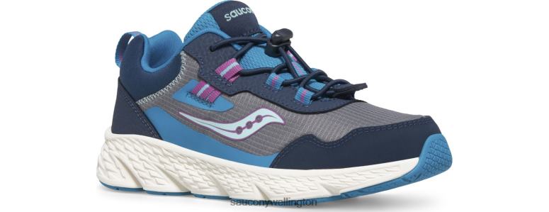 Saucony Kids Wind Shield 3.0 Sneaker Navy/Grey/Turq 0066X1009