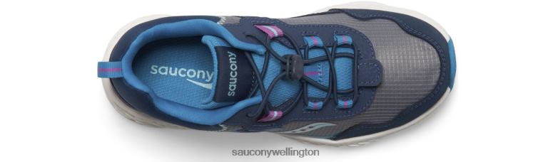 Saucony Kids Wind Shield 3.0 Sneaker Navy/Grey/Turq 0066X1009