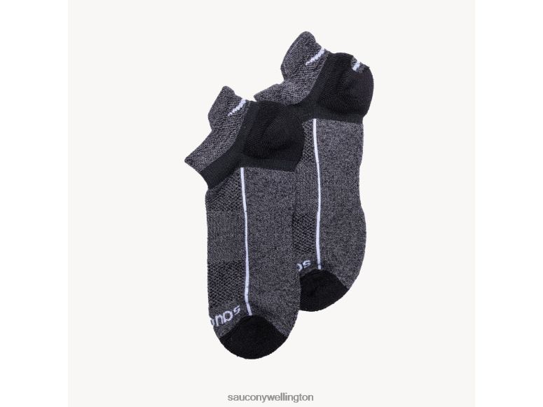 Saucony Men Inferno Merino Wool Blend No Show 3-Pack Sock Grey Marl 0066X472