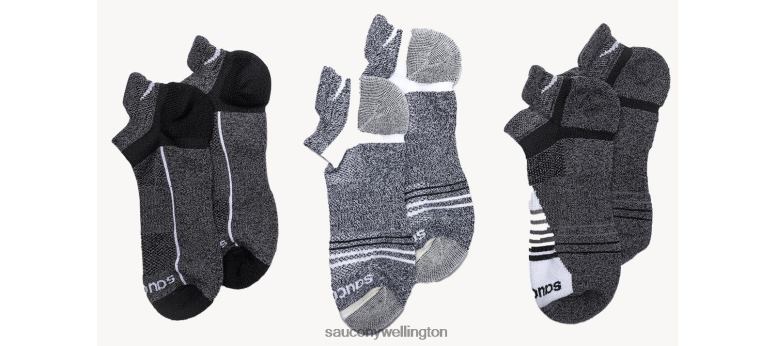 Saucony Men Inferno Merino Wool Blend No Show 3-Pack Sock Grey Marl 0066X472