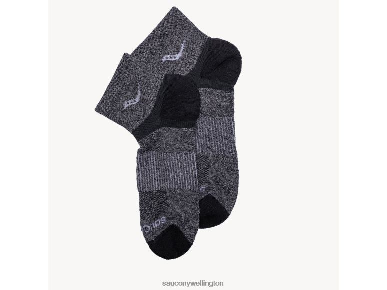 Saucony Men Inferno Merino Wool Blend Quarter 3-Pack Sock Grey Marl 0066X473