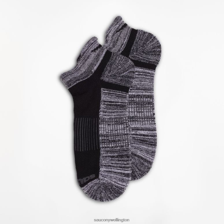 Saucony Men Inferno No Show Tab 3-Pack Socks Black/Grey Assorted 0066X477