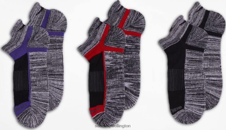 Saucony Men Inferno No Show Tab 3-Pack Socks Black/Grey Assorted 0066X477