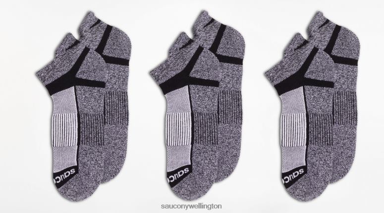 Saucony Men Inferno No Show Tab 3-Pack Socks Black/White/Marl 0066X478