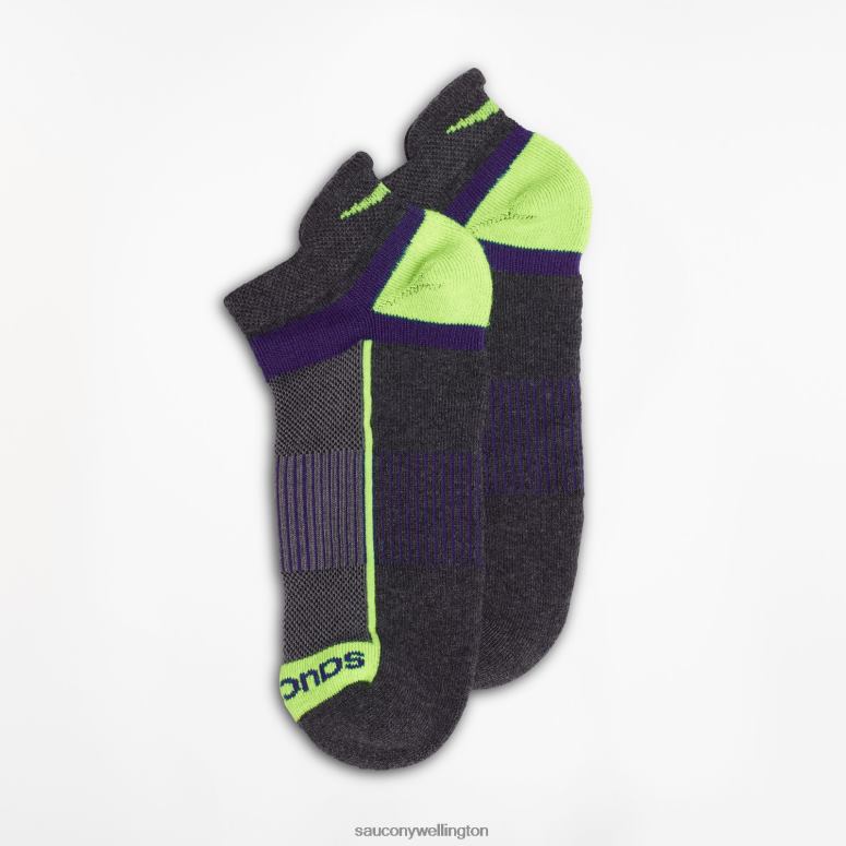 Saucony Men Inferno No Show Tab 3-Pack Socks Charocal Assorted 0066X474