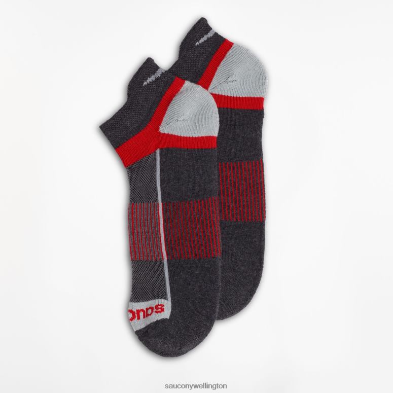 Saucony Men Inferno No Show Tab 3-Pack Socks Charocal Assorted 0066X474