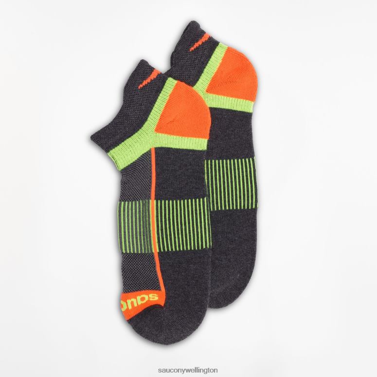 Saucony Men Inferno No Show Tab 3-Pack Socks Charocal Assorted 0066X474