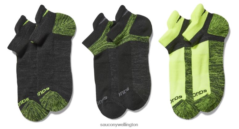 Saucony Men Inferno No Show Tab 3-Pack Socks Citron 0066X485