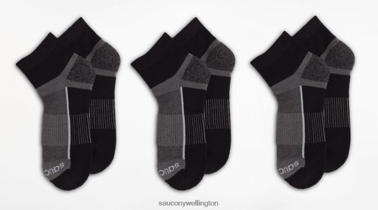 Saucony Men Inferno Quarter 3-Pack Socks Black 0066X481
