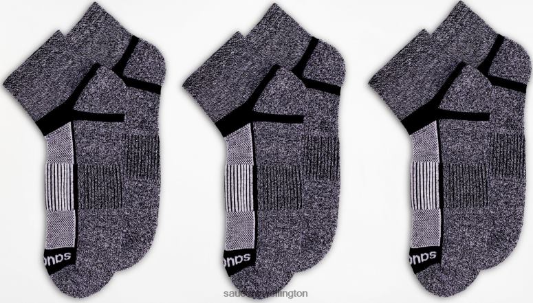 Saucony Men Inferno Quarter 3-Pack Socks Black White Twist 0066X482