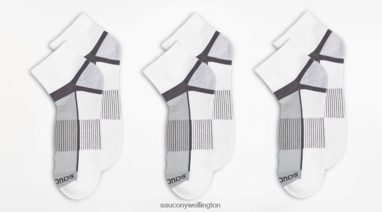 Saucony Men Inferno Quarter 3-Pack Socks White 0066X484