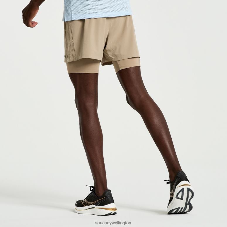 Saucony Men Outpace 4 2-in-1 Short Pewter 0066X392