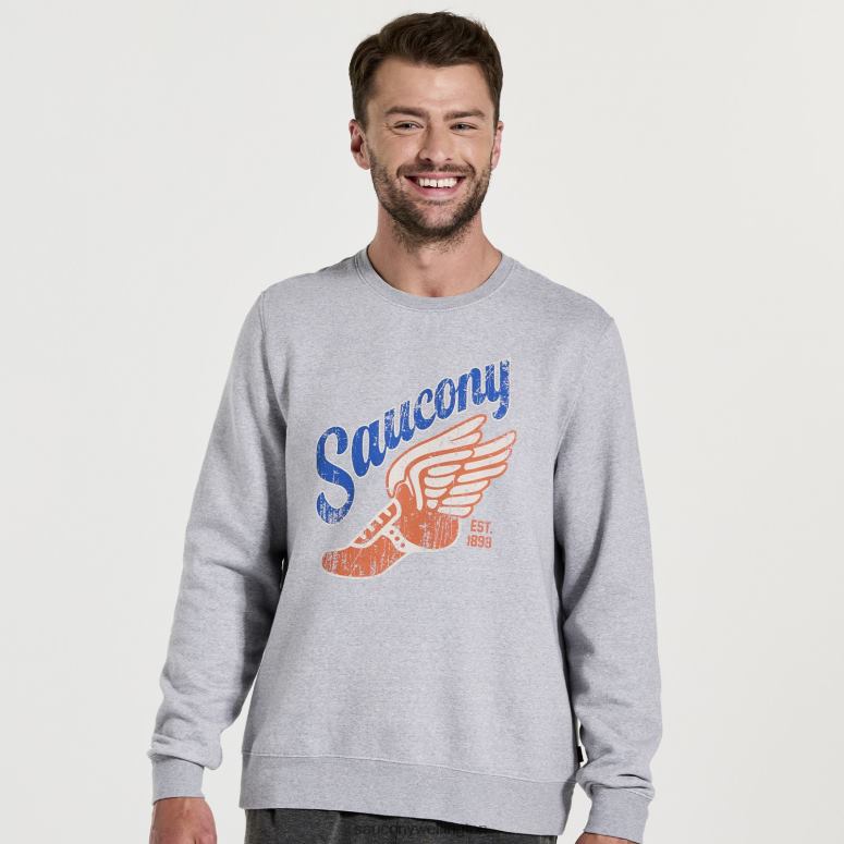 Saucony Men Rested Crewneck Light Grey Heather 0066X374