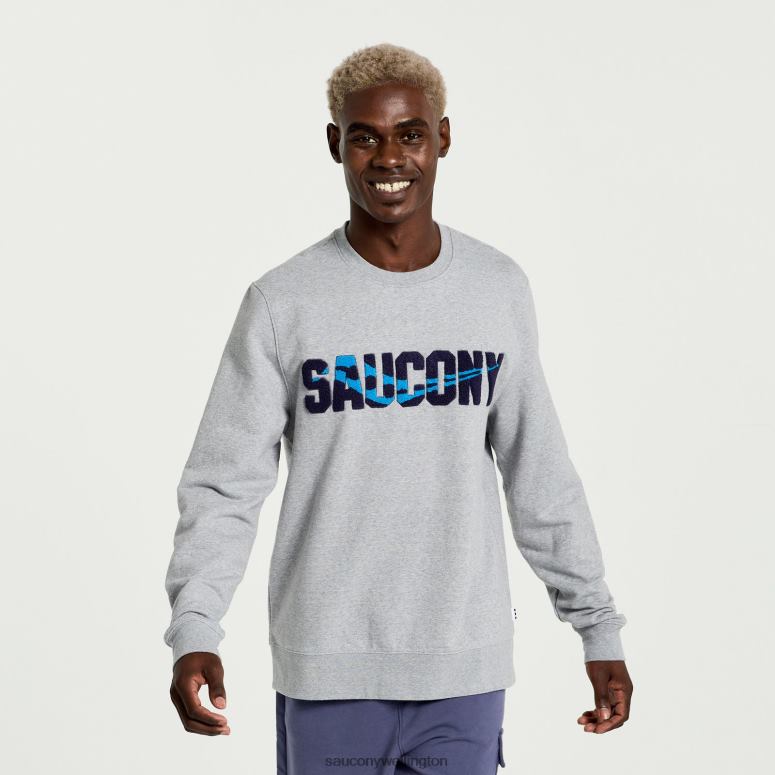 Saucony Men Rested Crewneck Light Grey Heather Graphic 0066X370