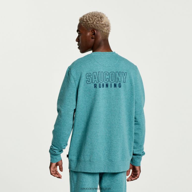 Saucony Men Rested Crewneck North Atlantic Heather Graphic 0066X375