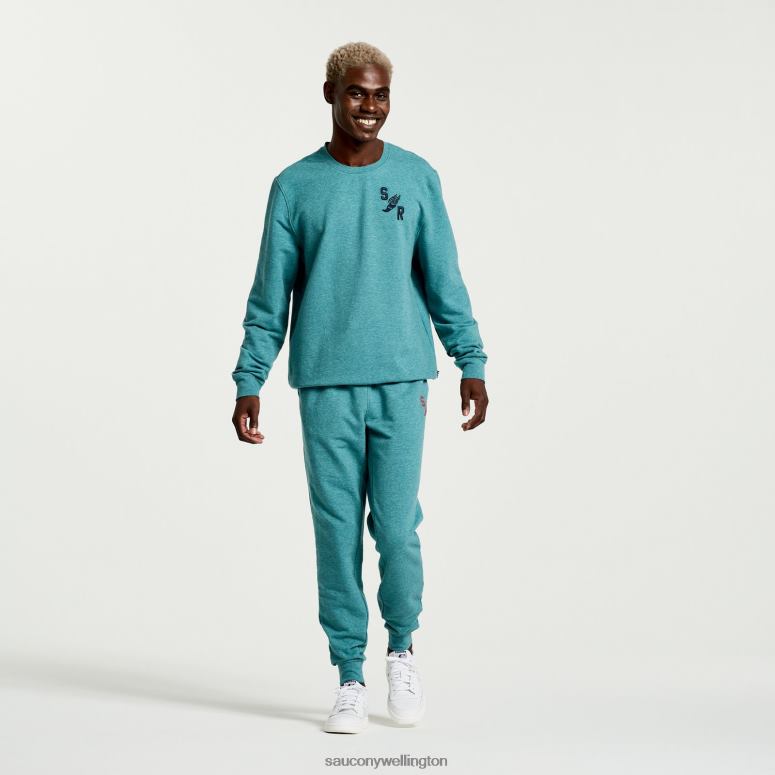 Saucony Men Rested Crewneck North Atlantic Heather Graphic 0066X375