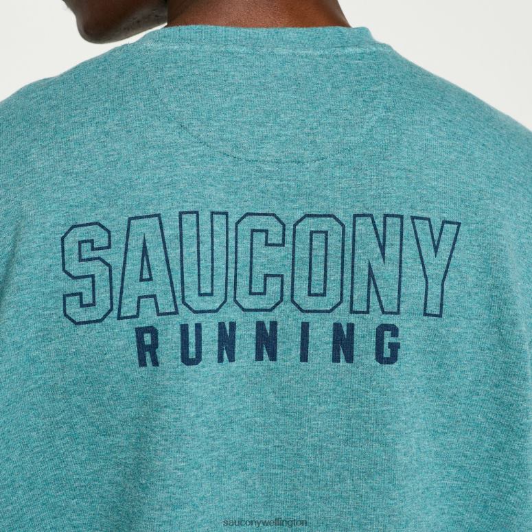 Saucony Men Rested Crewneck North Atlantic Heather Graphic 0066X375