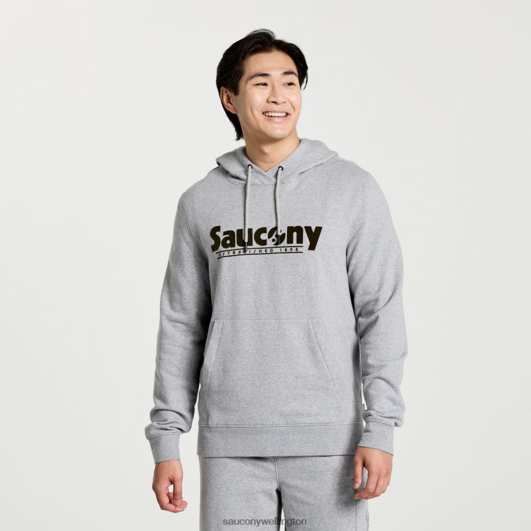 Saucony Men Rested Hoodie Light Grey Heather Graphic 0066X386