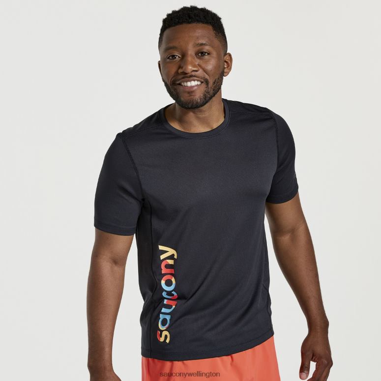 Saucony Men Stopwatch Graphic Short Sleeve Black Graphic 0066X345