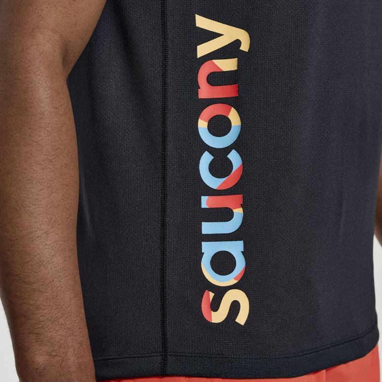 Saucony Men Stopwatch Graphic Short Sleeve Black Graphic 0066X345