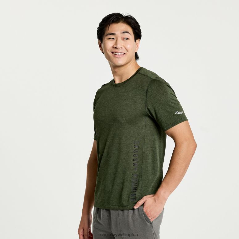 Saucony Men Stopwatch Graphic Short Sleeve Climbing Ivy Heather Graphic 0066X344