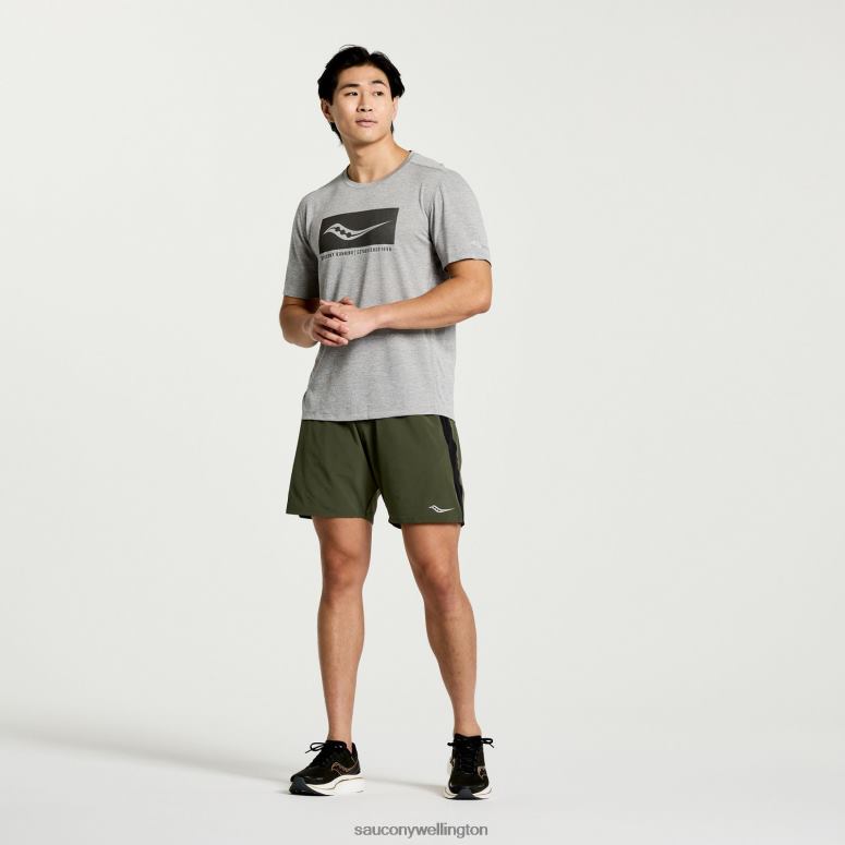 Saucony Men Stopwatch Graphic Short Sleeve Light Grey Heather Graphic 0066X346