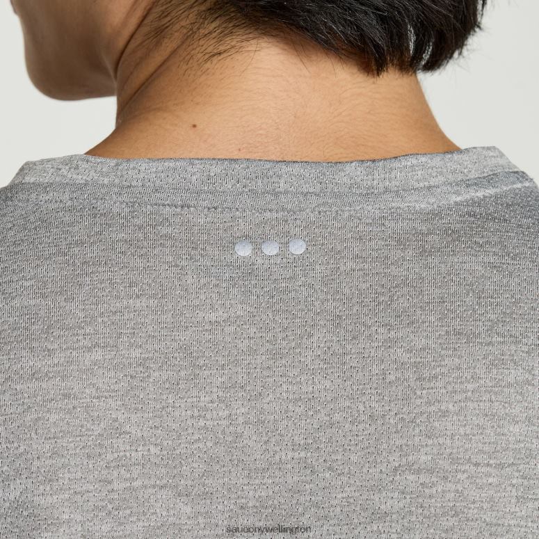 Saucony Men Stopwatch Graphic Short Sleeve Light Grey Heather Graphic 0066X346