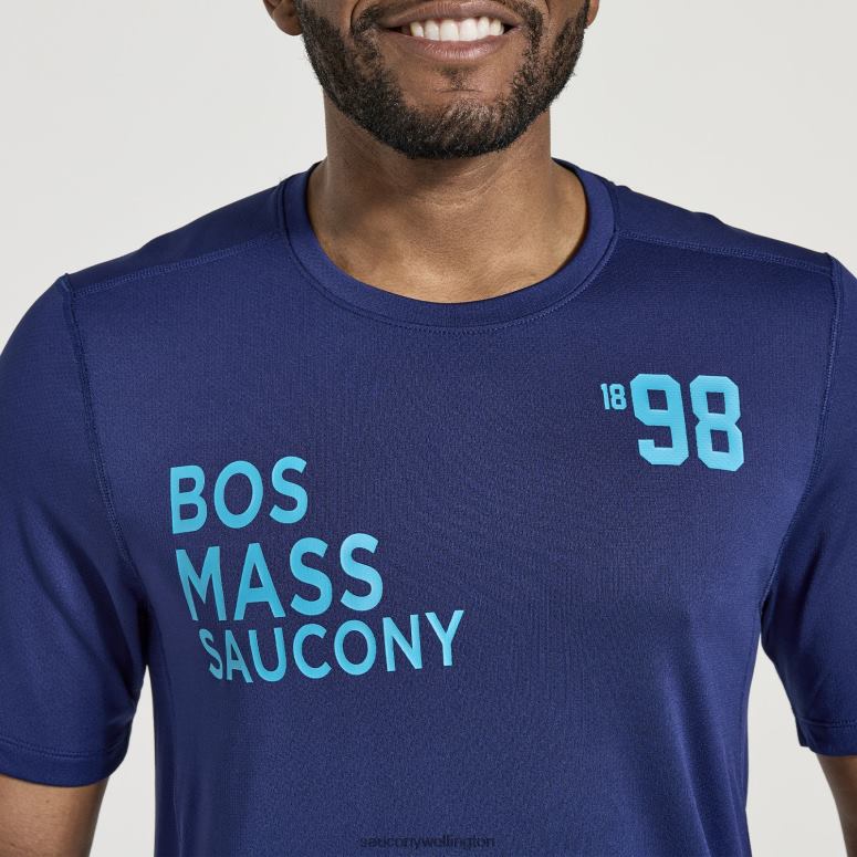 Saucony Men Stopwatch Graphic Short Sleeve Sodalite Graphic 0066X347