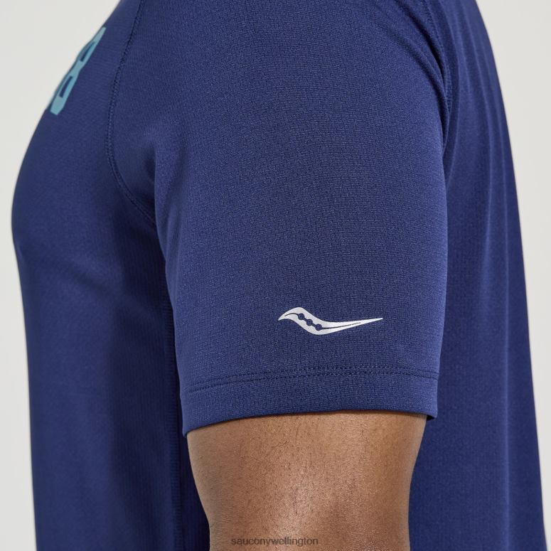 Saucony Men Stopwatch Graphic Short Sleeve Sodalite Graphic 0066X347